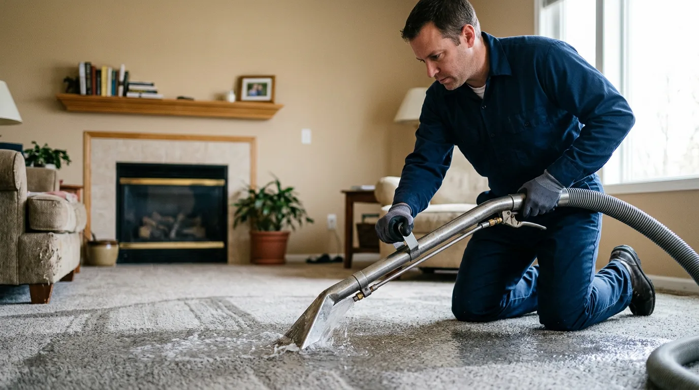 Water damage restoration technician working near Sobieski, WI